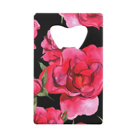 Aquarellfarben-Rose Geldkarten Flaschenöffner (Vorderseite)