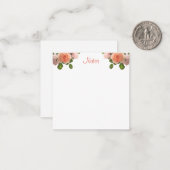 Aquarellfarben-Rose, gezeichnet Script floral Mitteilungskarte (Vorderseite/Rückseite Beispiel)