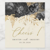 Aquarellfarben Rose Gold Black Cheers Hochzeit Weinetikett (Einzelnes Label)