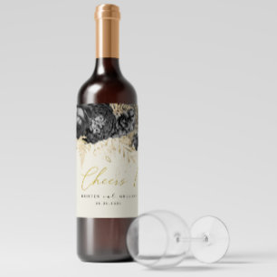 Aquarellfarben Rose Gold Black Cheers Hochzeit Weinetikett