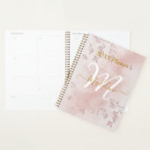 Aquarellfarben Rose Gold Blätter Monogram Planer (Anzeige)