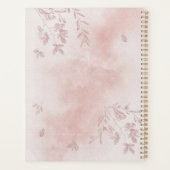 Aquarellfarben Rose Gold Blätter Monogram Planer (Rückseite)