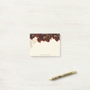 Aquarellfarben Rose Gold Burgundy Monogram Post-it Klebezettel