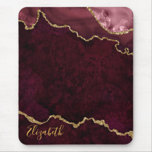 Aquarellfarben Rose Gold Marble Geode Agate Mousepad