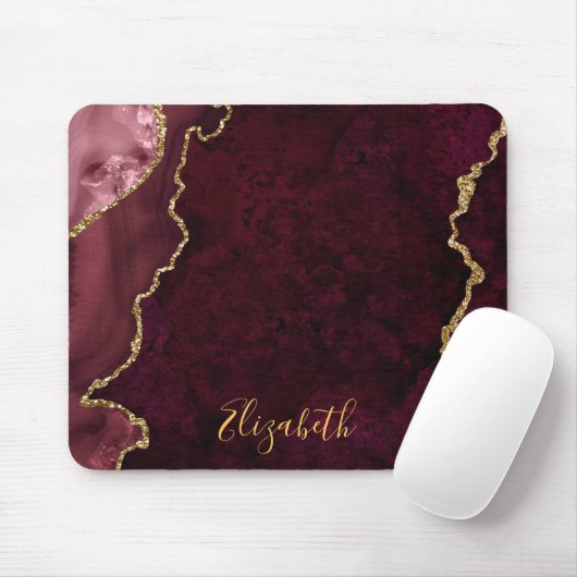 Aquarellfarben Rose Goldmarmor Agate Geode Mousepad (Mit Mouse)