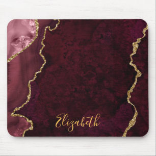 Aquarellfarben Rose Goldmarmor Agate Geode Mousepad