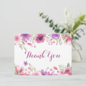 Aquarellfarben Rose Grünschrift Vielen Dank Dankeskarte (Stehend Vorderseite)