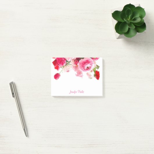 Aquarellfarben Rose Handgeschriebene Skriptnamen F Post-it Klebezettel (Büro)