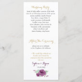 Aquarellfarben-Rose Hochzeitsprogramme Programm (Rückseite)