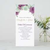 Aquarellfarben-Rose Hochzeitsprogramme Programm (Stehend Vorderseite)