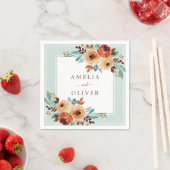 Aquarellfarben Rose Minze Grüne Hochzeit Serviette (Beispiel)