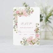 Aquarellfarben-Rose mit RSVP-Karte RSVP Karte (Stehend Vorderseite)