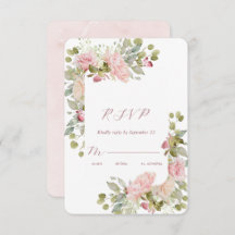 Aquarellfarben-Rose mit RSVP-Karte