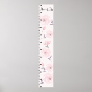 Aquarellfarben Rose Pink Growth Chart Behielt auf Poster