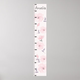 Aquarellfarben Rose Pink Growth Chart Behielt auf  Poster