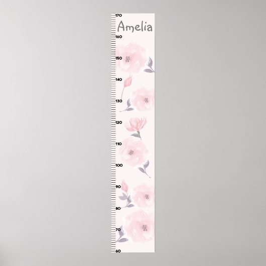Aquarellfarben Rose Pink Growth Chart Behielt auf  Poster (Vorne)