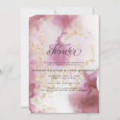 Aquarellfarben Rose Quartz Gold Geode Barefoot™ Einladung (Vorderseite)