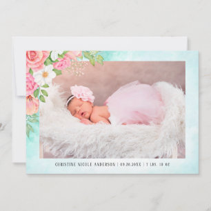 Aquarellfarben Rose Rosa Blumenjungen Girl Foto Ankündigung