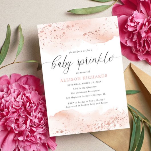 Aquarellfarben Rose Rosa-Girl-Sprink Einladung