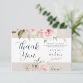 Aquarellfarben Rose Rosa Hochzeit Begrüßung Dankeskarte (Stehend Vorderseite)