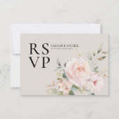 Aquarellfarben Rose Rosa Hochzeit RSVP Karte (Vorderseite)