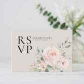 Aquarellfarben Rose Rosa Hochzeit RSVP Karte (Stehend Vorderseite)