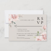 Aquarellfarben Rose Rosa Hochzeit RSVP Karte (Rückseite)