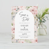Aquarellfarben Rose Rosa Hochzeit Save The Date (Stehend Vorderseite)