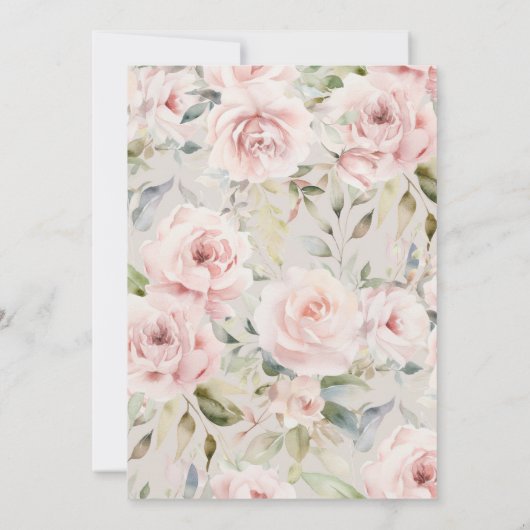 Aquarellfarben Rose Rosa Hochzeit Save The Date (Rückseite)