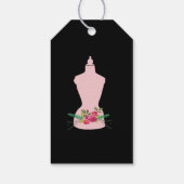 Aquarellfarben Rose Rosa Mode Retro Mannequin Geschenkanhänger (Rückseite)