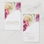 Aquarellfarben Rose Rosa Weiße Blüte Empfehlungskarte (Vorne/Hinten)