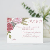 Aquarellfarben-Rose RSVP Karte (Stehend Vorderseite)