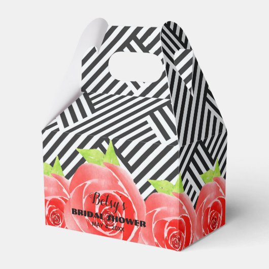 Aquarellfarben Rose Schwarz-weiße Streifen Derby G Geschenkschachtel (Vorderseite)