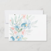 Aquarellfarben-Rose und Blauer Hochzeitstich-RSVP- RSVP Karte (Rückseite)