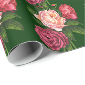 Aquarellfarben-Rose und rosa Peony-Blume Geschenkpapier (Rolleneckpunkt)