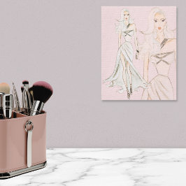 Aquarellfarben Rose Vogue Fashion Model Leinwanddruck