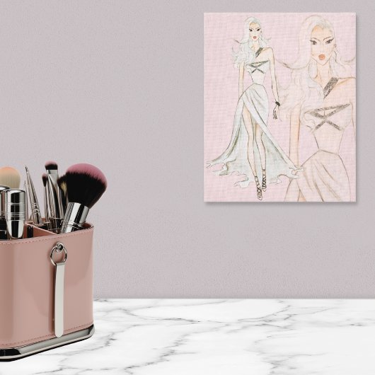 Aquarellfarben Rose Vogue Fashion Model Leinwanddruck