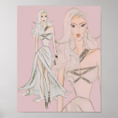 Aquarellfarben Rose Vogue Fashion Model Poster (Vorne)