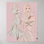 Aquarellfarben Rose Vogue Fashion Model Poster (Vorne)