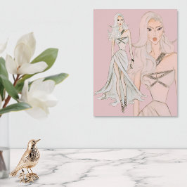 Aquarellfarben Rose Vogue Fashion Model Poster