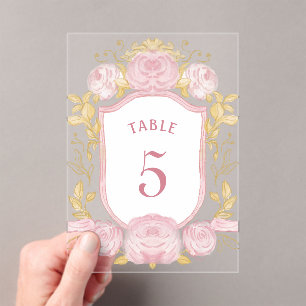Aquarellfarben Rose Wappen Akryline Tischnummer