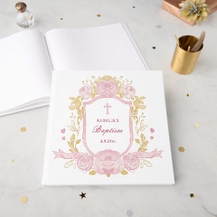 Aquarellfarben Rose Wappen Taufe Gästebuch