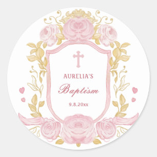 Aquarellfarben Rose Wappen Taufe Große Aufkleber