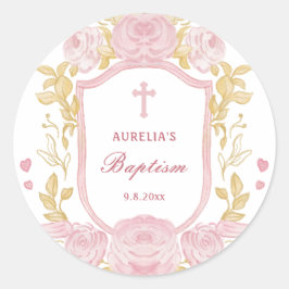 Aquarellfarben Rose Wappen Taufe Kleine Aufkleber