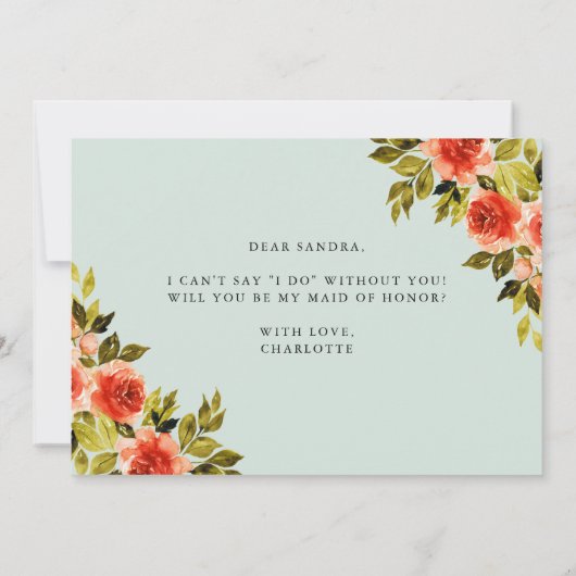 Aquarellfarben-Rose werden meine Trauzeugin sein (Rückseite)