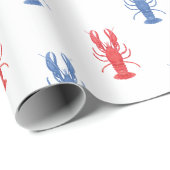 Aquarellfarben Rot & Blau Hummer Geschenkpapier (Rolleneckpunkt)