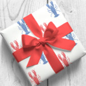 Aquarellfarben Rot & Blau Hummer Geschenkpapier