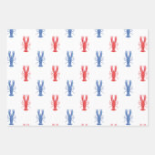 Aquarellfarben Rot & Blau Hummer Geschenkpapier Set (Vorderseite)