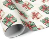 Aquarellfarben Rot Grün Weiß präsentiert Geschenkpapier (Rolleneckpunkt)