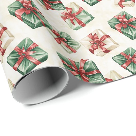 Aquarellfarben Rot Grün Weiß präsentiert Geschenkpapier (Rolleneckpunkt)